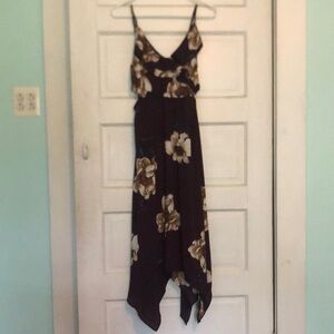 Floral Maroon and cream Maxi Dress